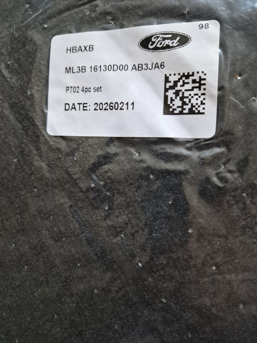 Ford Black Floor Mat Set with Ford Logo Label
